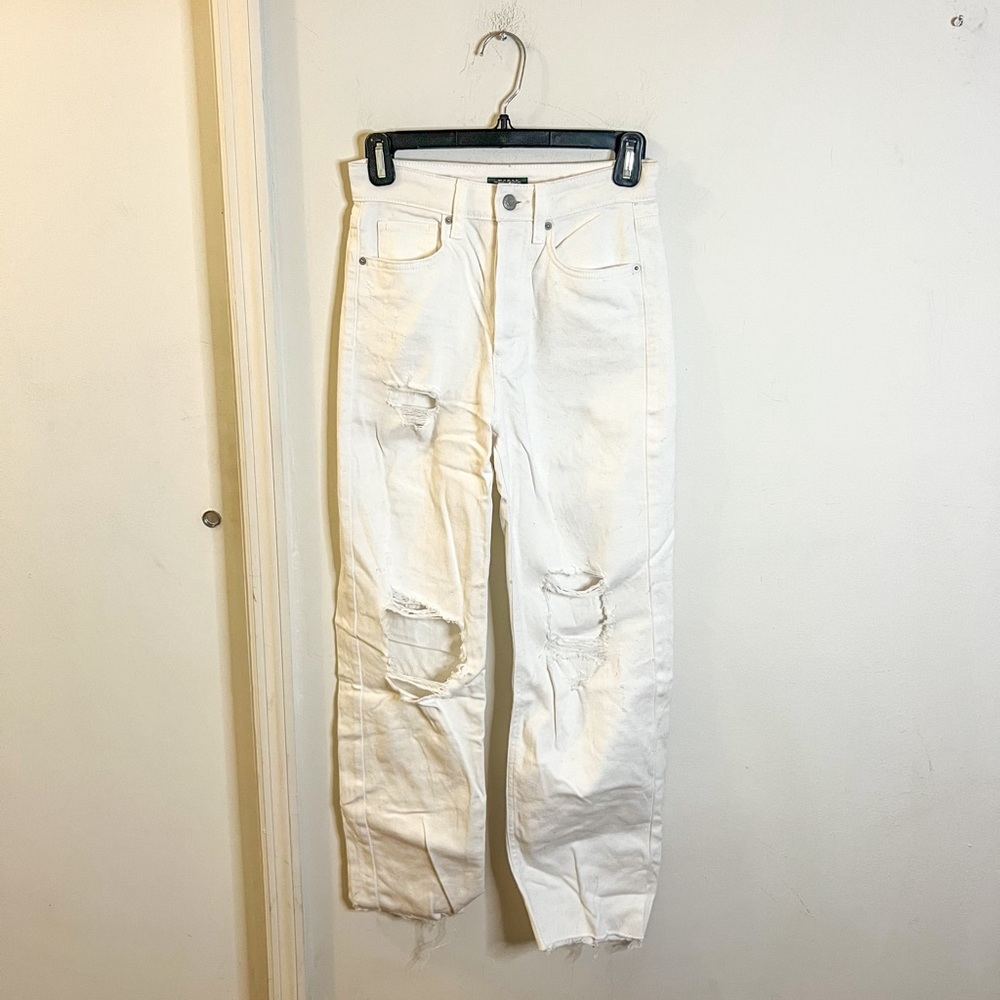 Wild Fable highest rise straight leg jeans, distressed, white, size 00